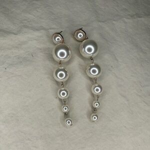 White Pearl Drop Earrings with Graduated Design